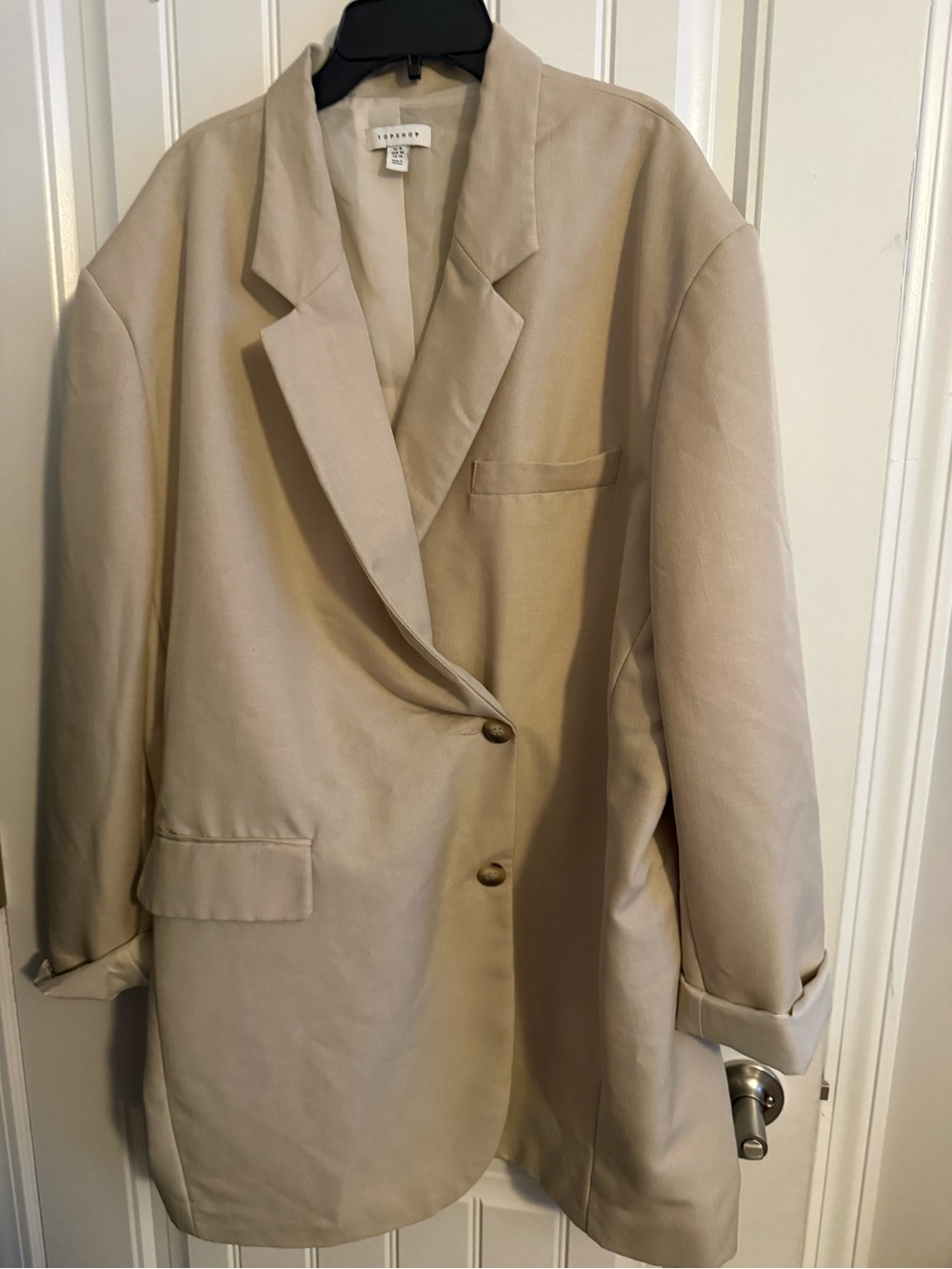 Topshop Beige Oversized Single-Breasted Blazer 14 women’s
